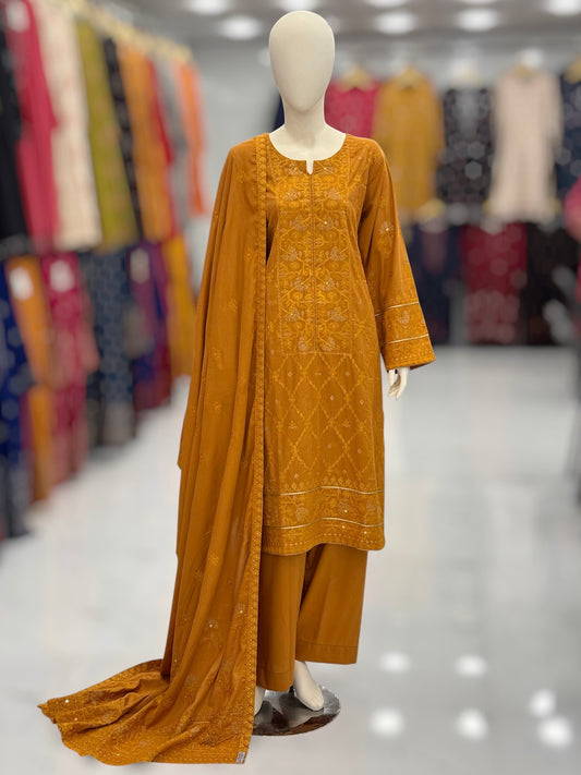 Golden Era Embroidered Mustard | GE-57B | 3 Piece | Stitched