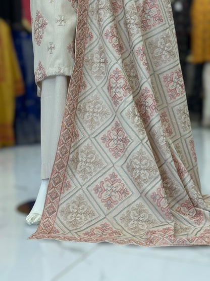 Embroidered Cream RC-501-B | 3 Piece | Stitched