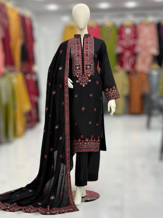 Blooming Desert  Embroiderd Karandi | 60-B | 3 Piece | Stitched