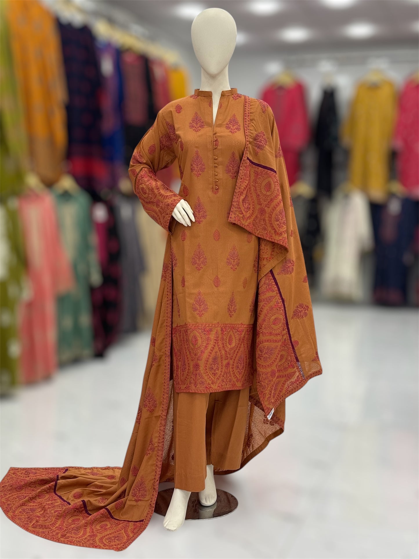 Amber Heritage Beige Embroiderd Karandi | 59-B | 3 Piece | Stitched