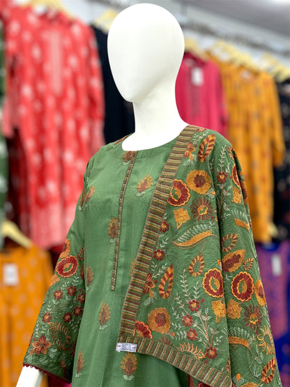 Embroidered Mehendi | HE-25C | 3 Piece | Stitched