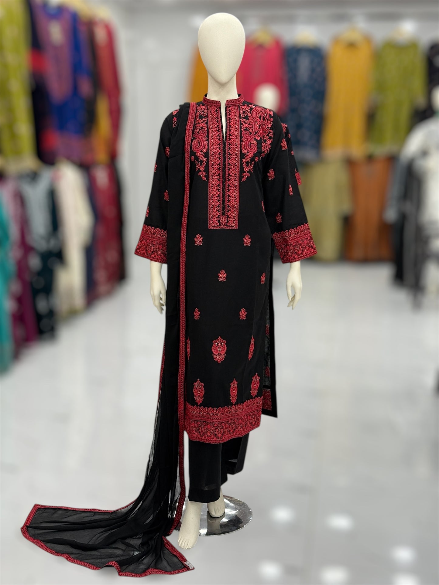 The Ethnic Black&Red Special 94-B | Khaddar | Stitched