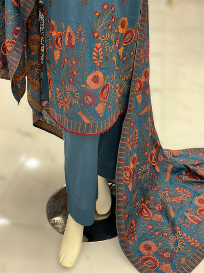 Embroidered Zinc | HE-25B | 3 Piece | Stitched