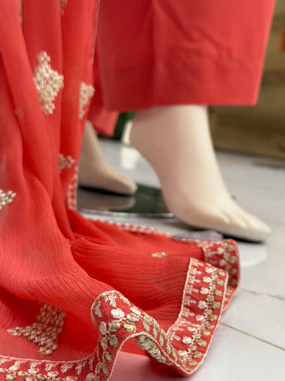 Geomatric Orange 89-A | Stitched | 3 Piece