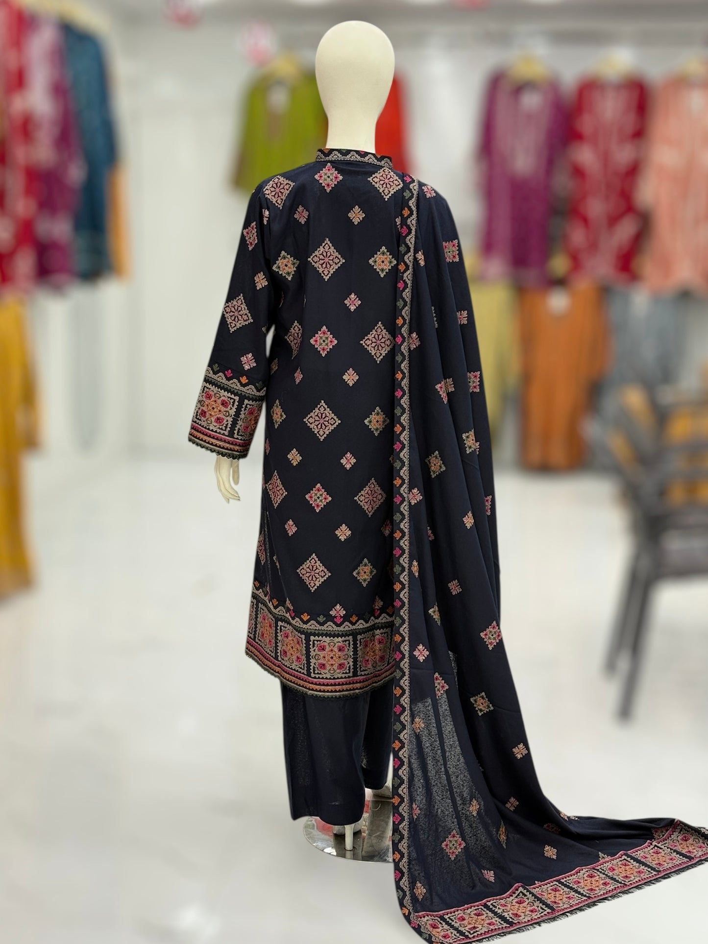 Multi Square Cotton karandi 207-A | Stitched | 3 Piece