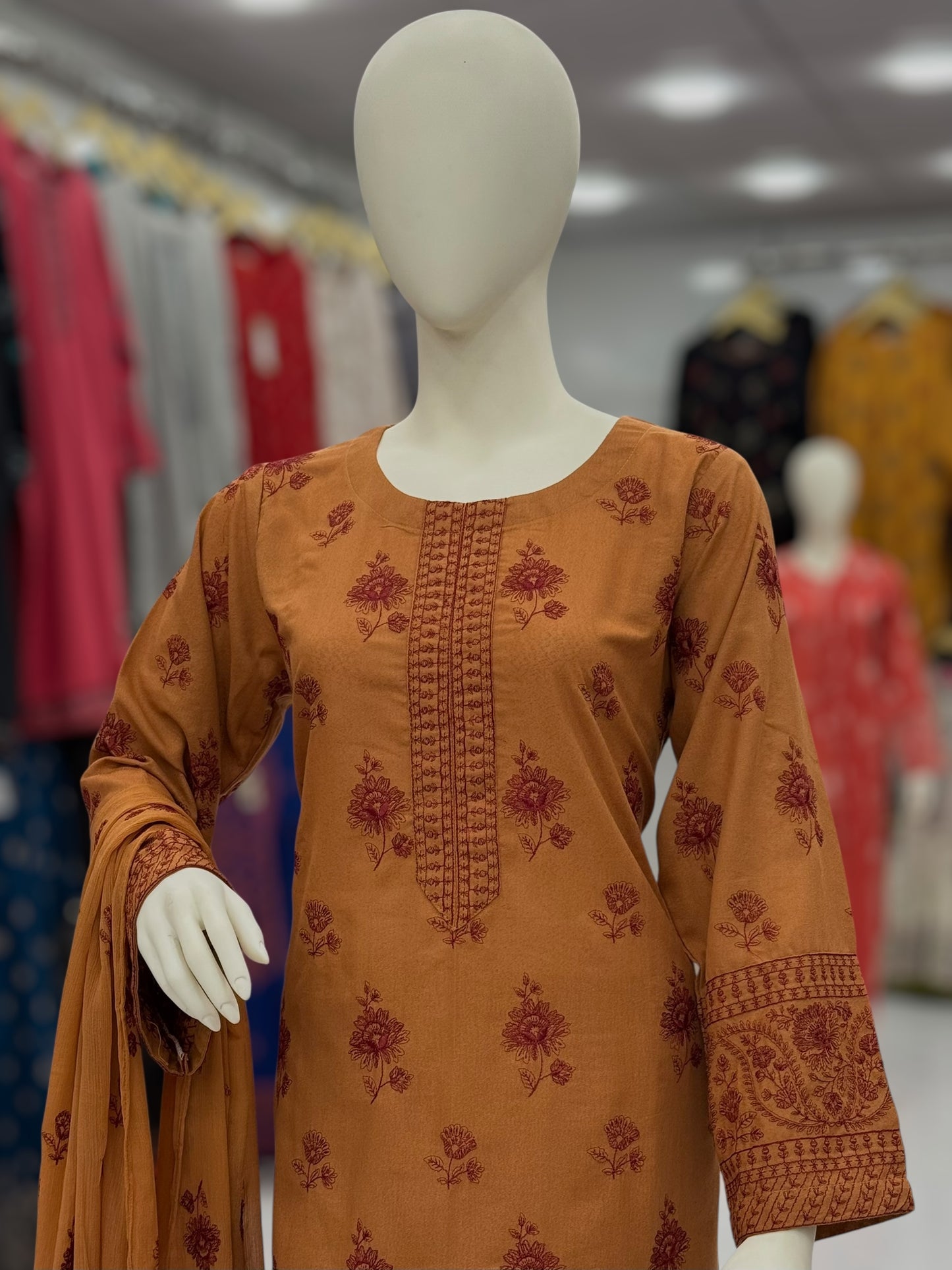 Embroidered Beige CHL-86B | 3 Piece | Stitched