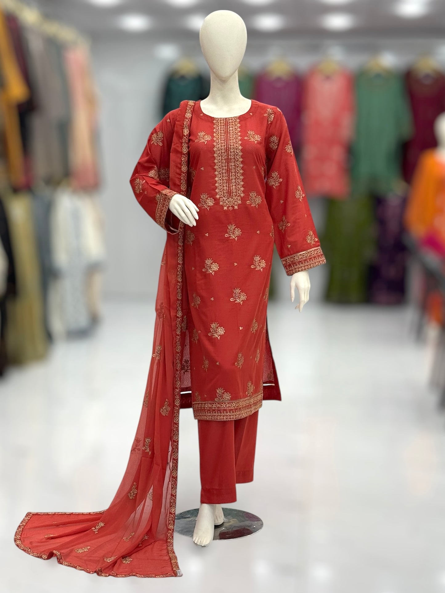 Meher-e-Zari  Lawn Karandi K48-A | Stitched | 3 Piece