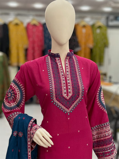 Gulnar Pink Karandi | 58-A | 3 Piece | Stitched