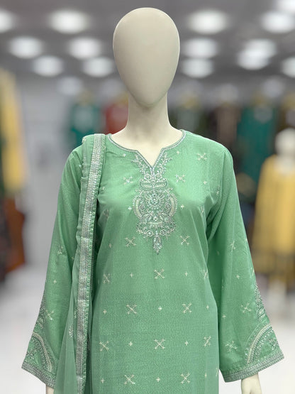 Glitter Mist Lawn Karandi K164-A | Stitched | 3 Piece