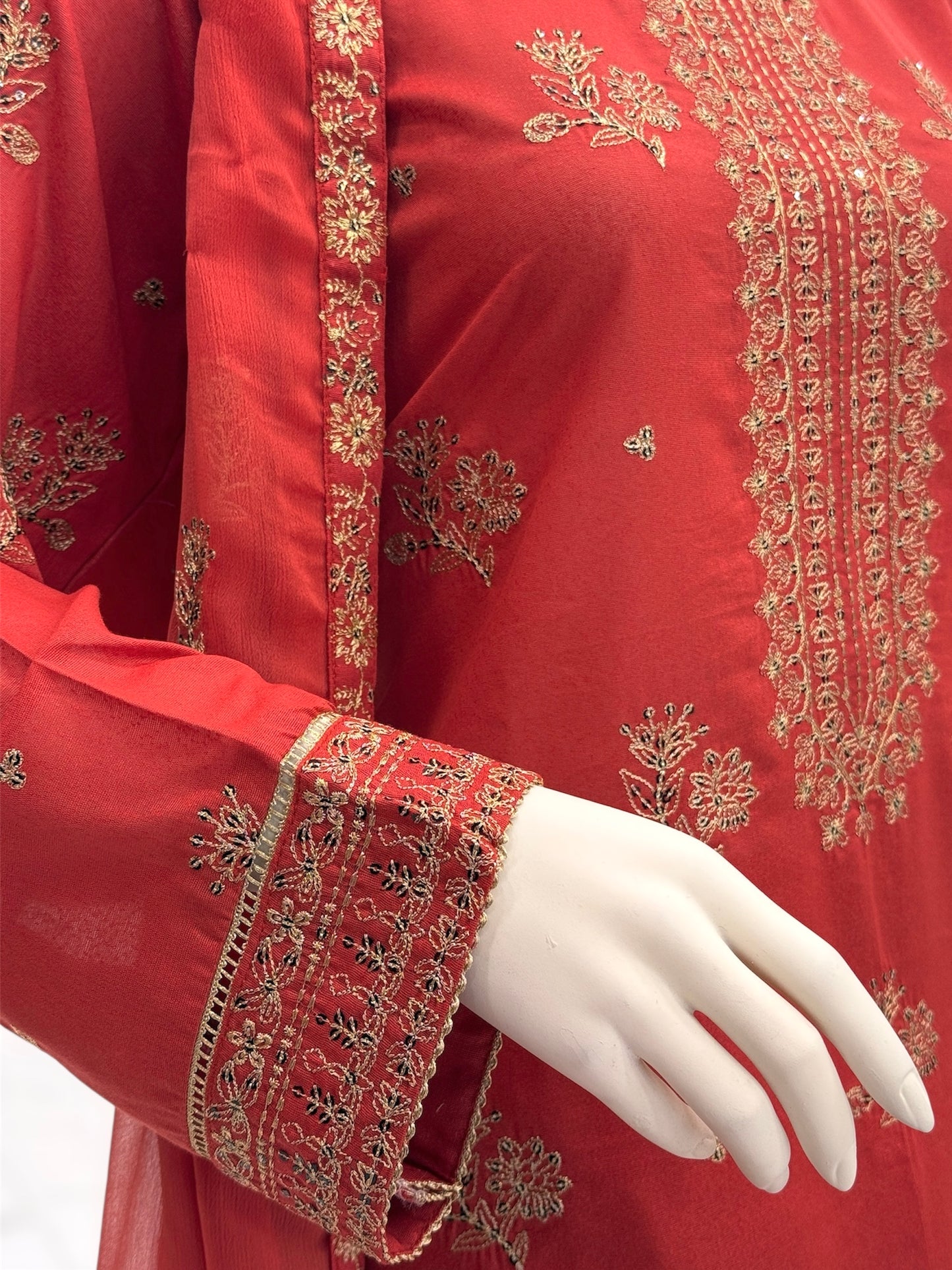 Meher-e-Zari  Lawn Karandi K48-A | Stitched | 3 Piece