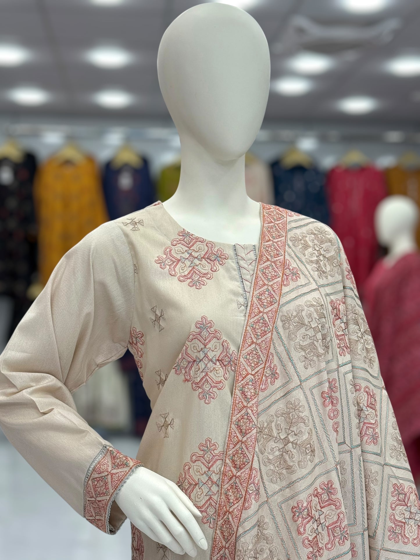 Embroidered Cream RC-501-B | 3 Piece | Stitched