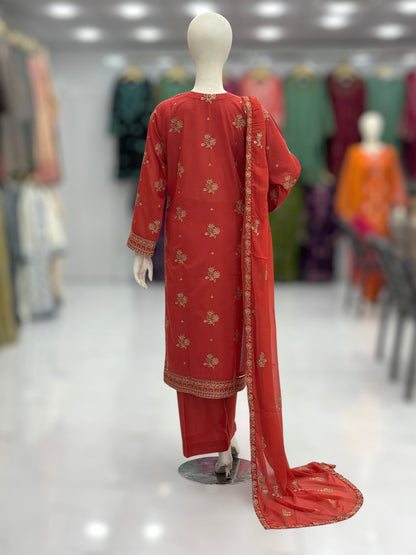 Meher-e-Zari  Lawn Karandi K48-A | Stitched | 3 Piece