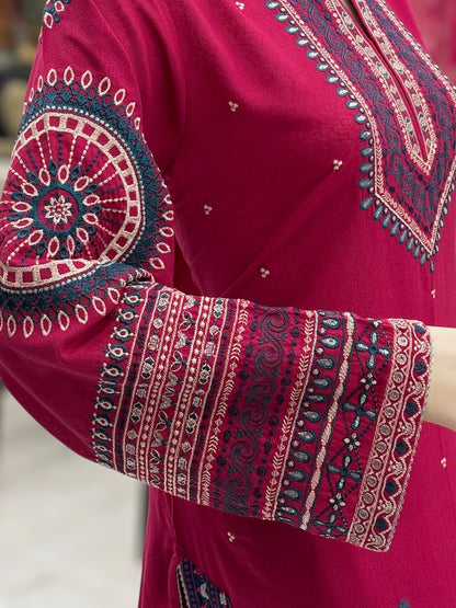 Gulnar Pink Karandi | 58-A | 3 Piece | Stitched