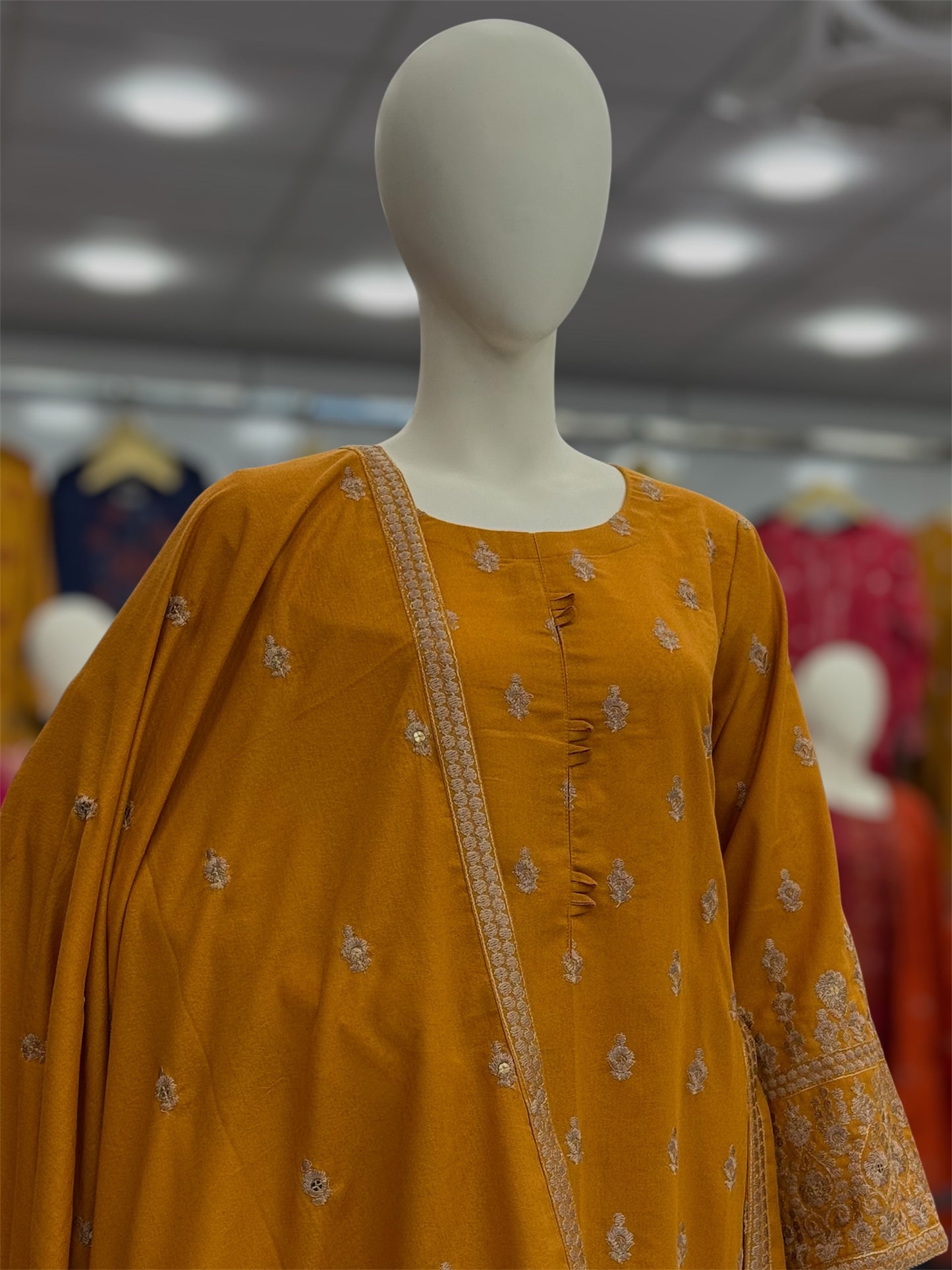 Embroidered Mustard SEQ-55A | 3 Piece | Stitched