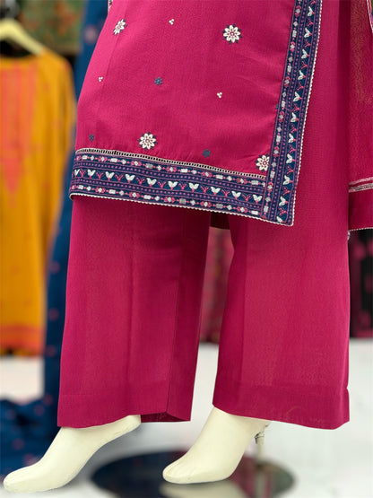 Gulnar Pink Karandi | 58-A | 3 Piece | Stitched