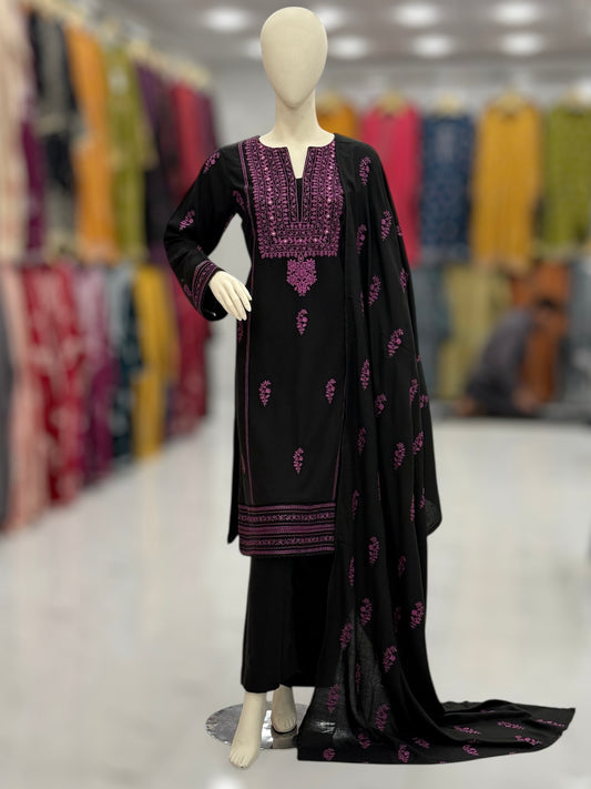 Black Rose Leather Peach 202 | Stitched | 3 Piece