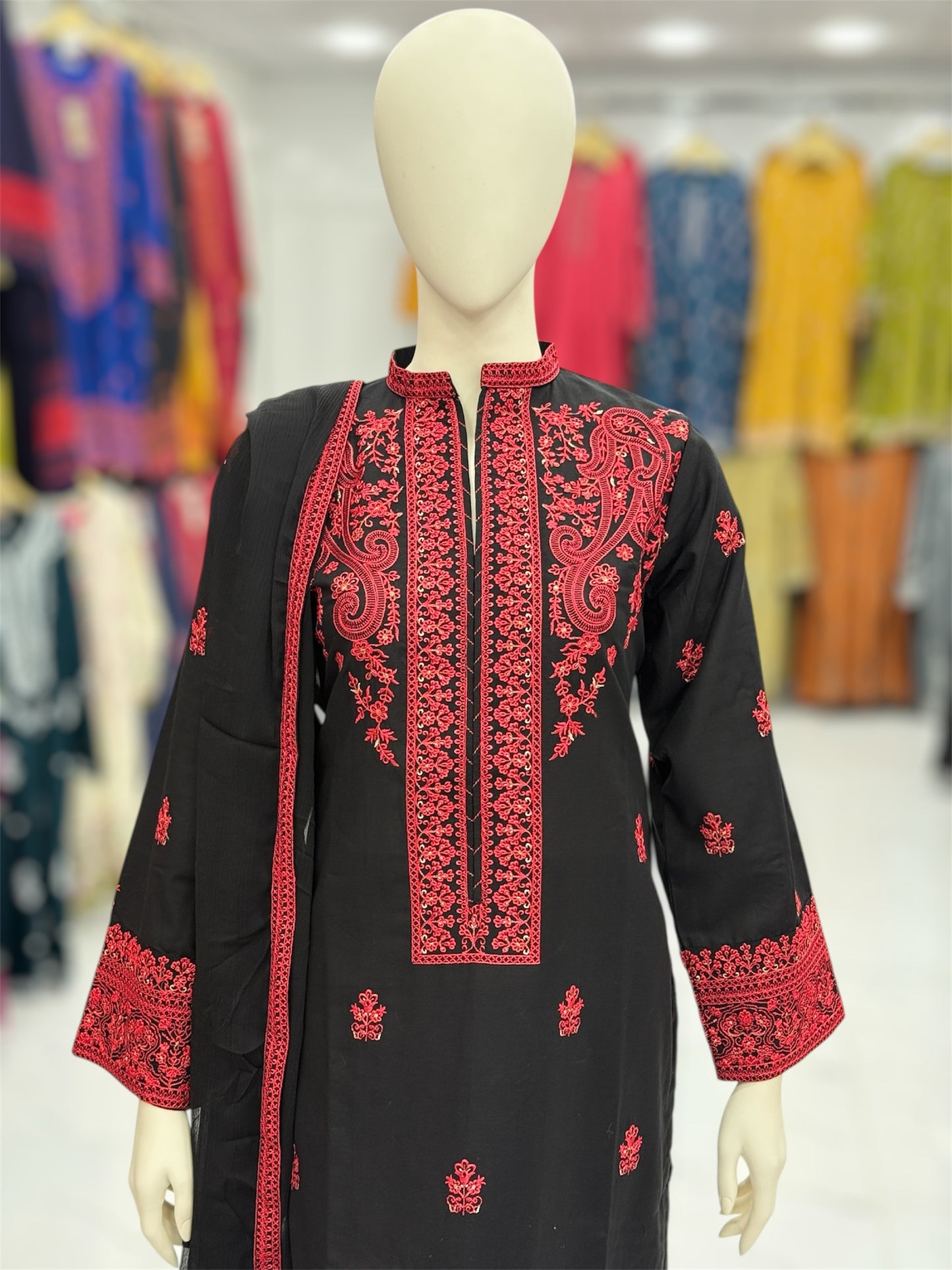 The Ethnic Black&Red Special 94-B | Khaddar | Stitched