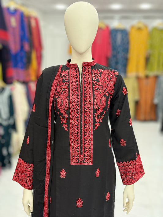 The Ethnic Black&Red Special 94-B | Khaddar | Stitched