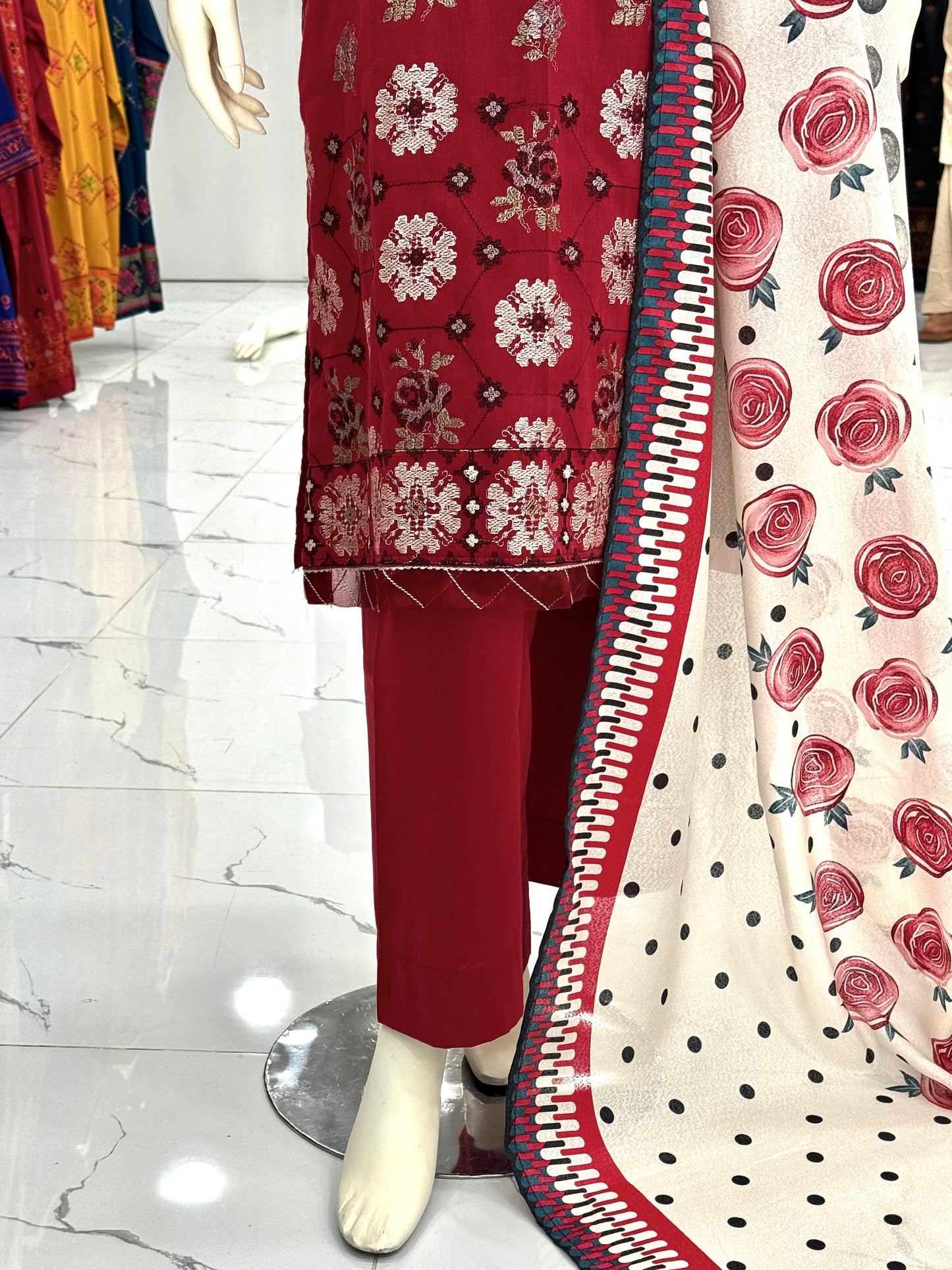 Embroidered Maroon EKP-104 | 3 Piece | Stitched
