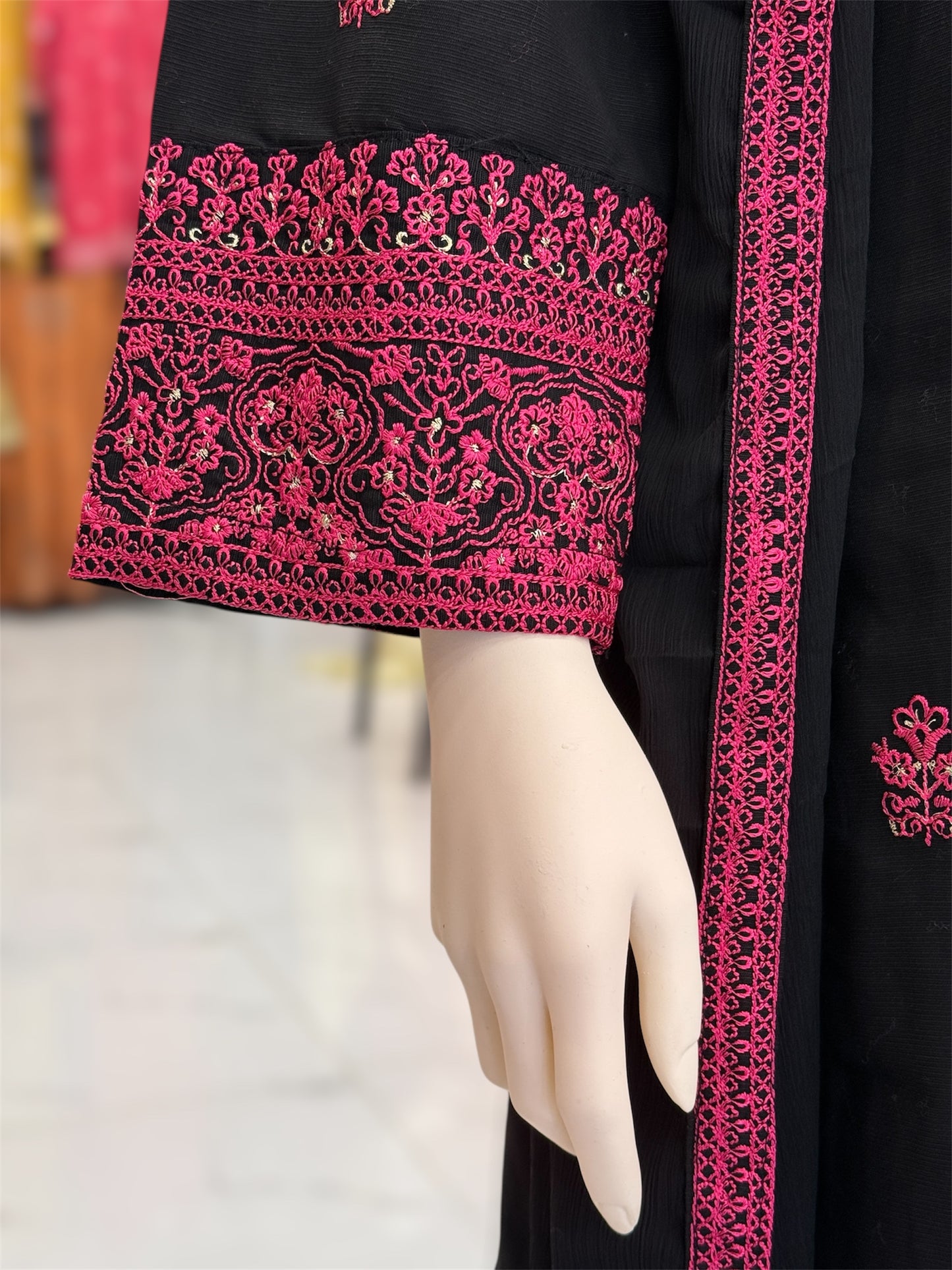The Ethnic Black&Pink 93-B | Khaddar | Stitched