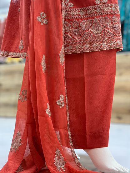 Blossom Rust 91-A | Stitched | 3 Piece