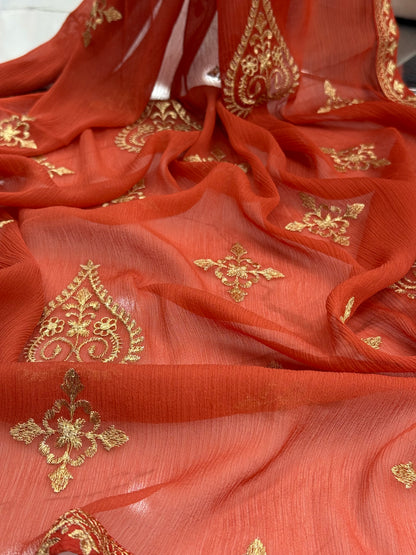 Golden Threads Rust Karandi 89-A | Stitched | 3 Piece