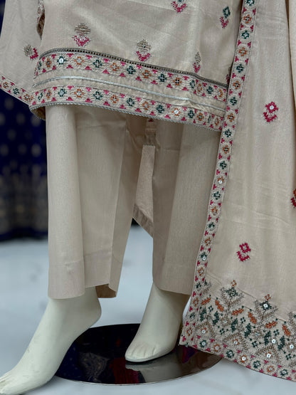 Sequence Embroidered Cream-115 | Stitched | 3 Piece