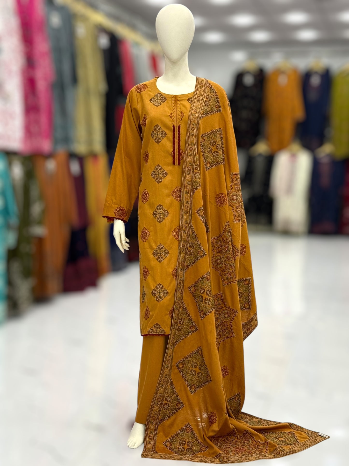 Embroidered Mustard RC-502-A | 3 Piece | Stitched