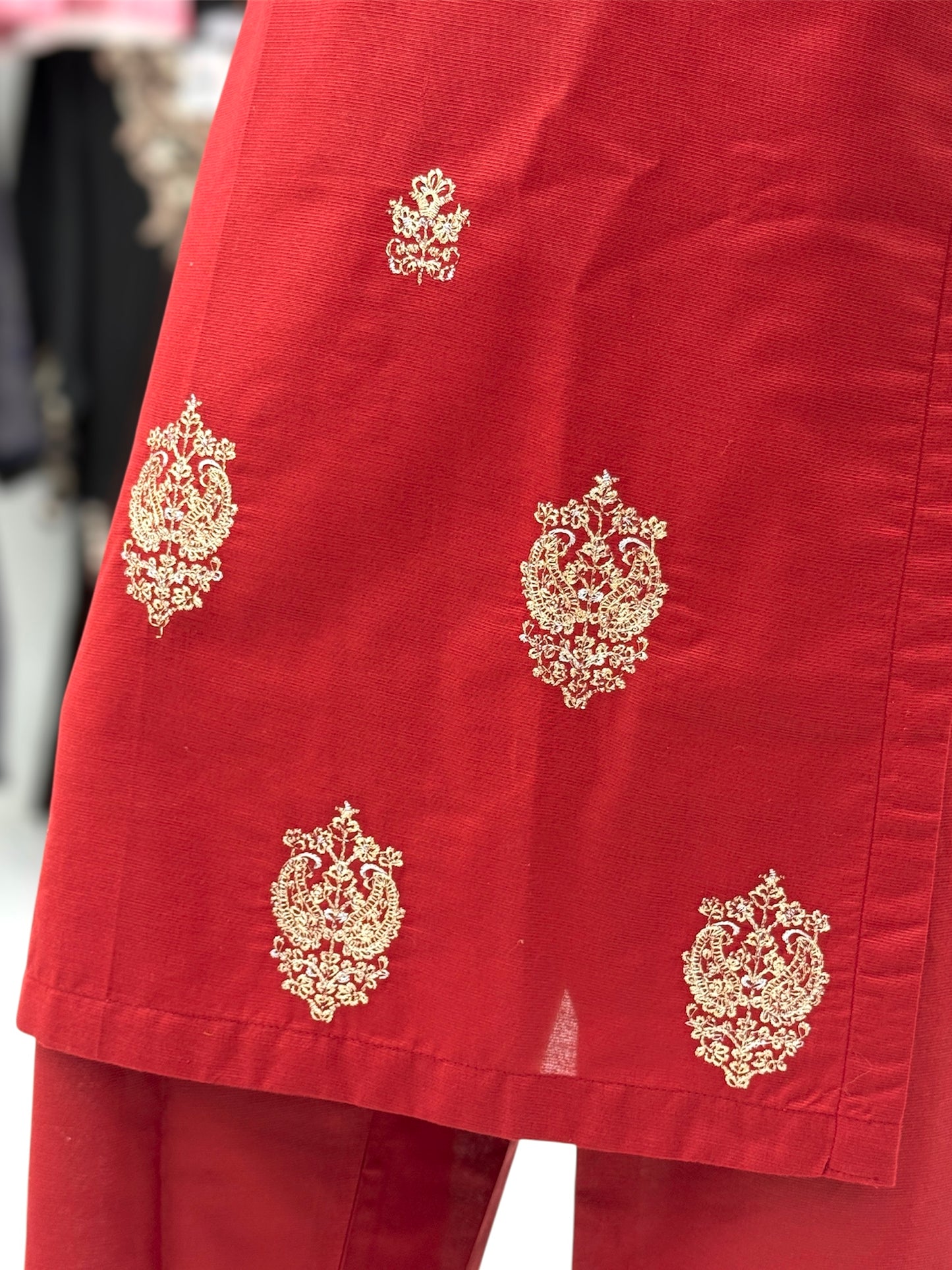 The Ethnic Maroon&Gold 93-F | Khaddar | Stitched