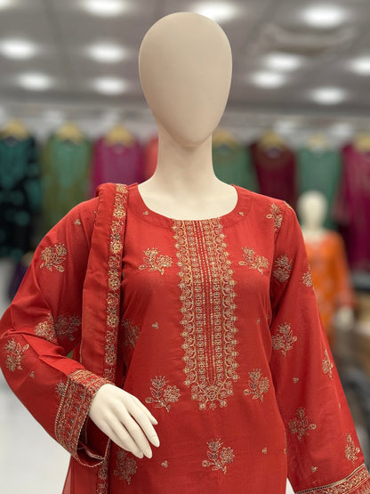 Meher-e-Zari  Lawn Karandi K48-A | Stitched | 3 Piece