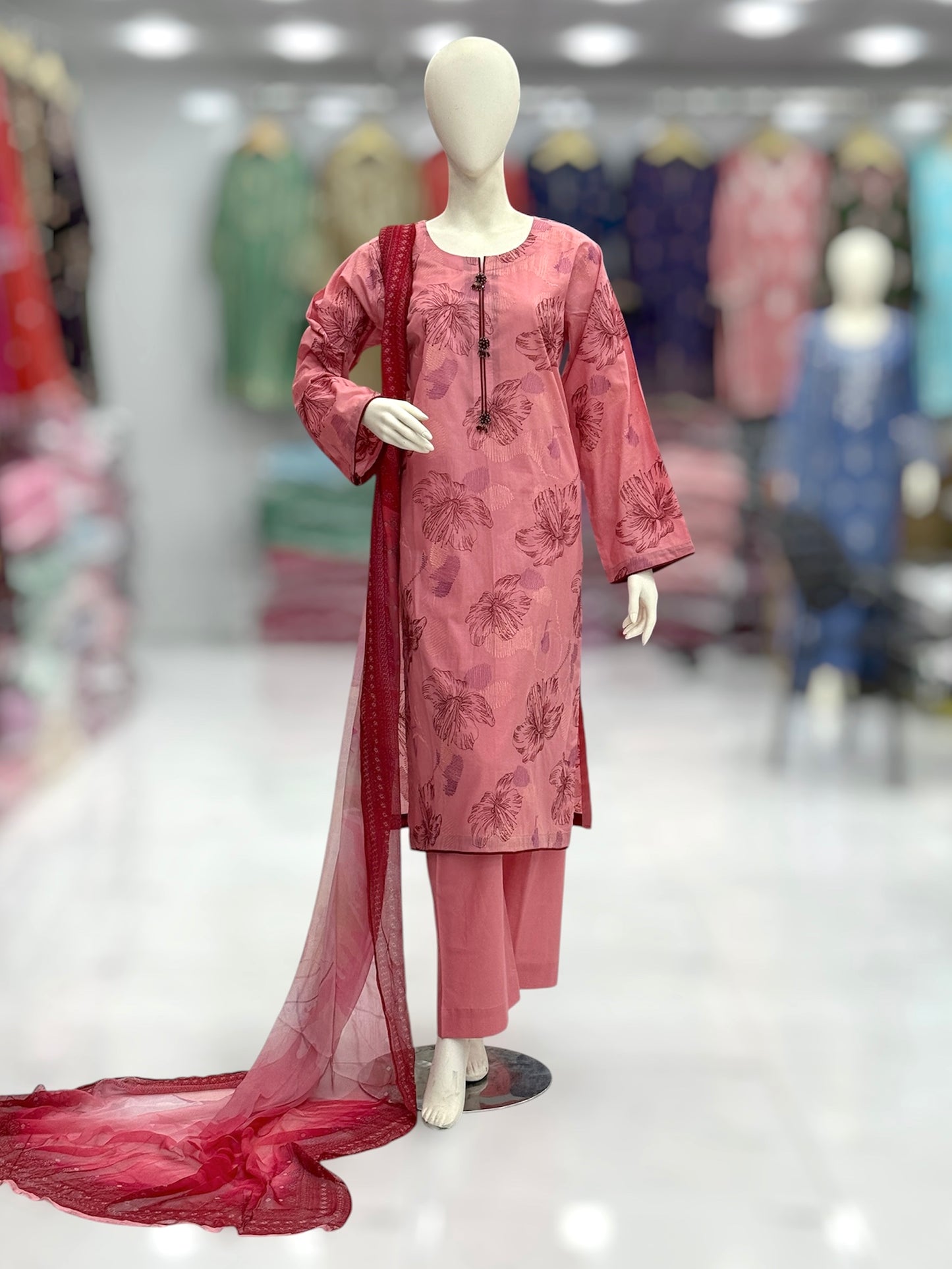Dusty Rose Exclusive Lawn L91-A | Stitched | 3 Piece