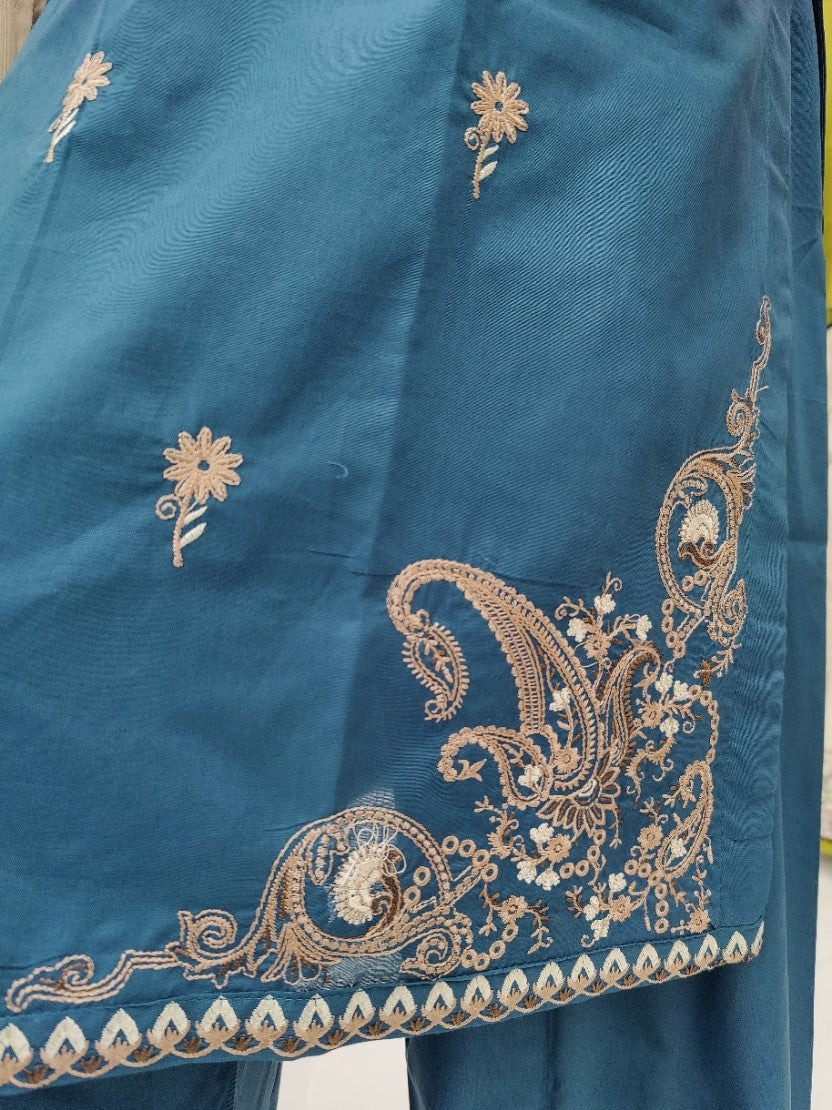 Embroidered Zinc Shirt With Light Brown Dupatta | Stitched | 3 Piece