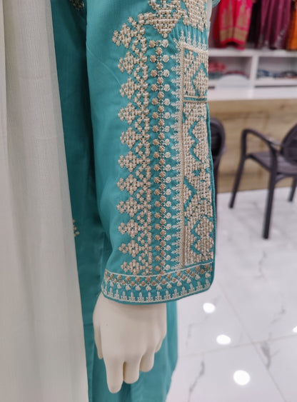 Heavy Embroided Sleeves Cross Stitch Style | Stitched | 3 Piece