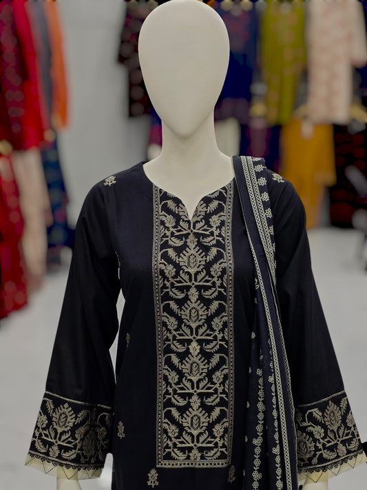 Embroidered Black EKP-101 | 3 Piece | Stitched