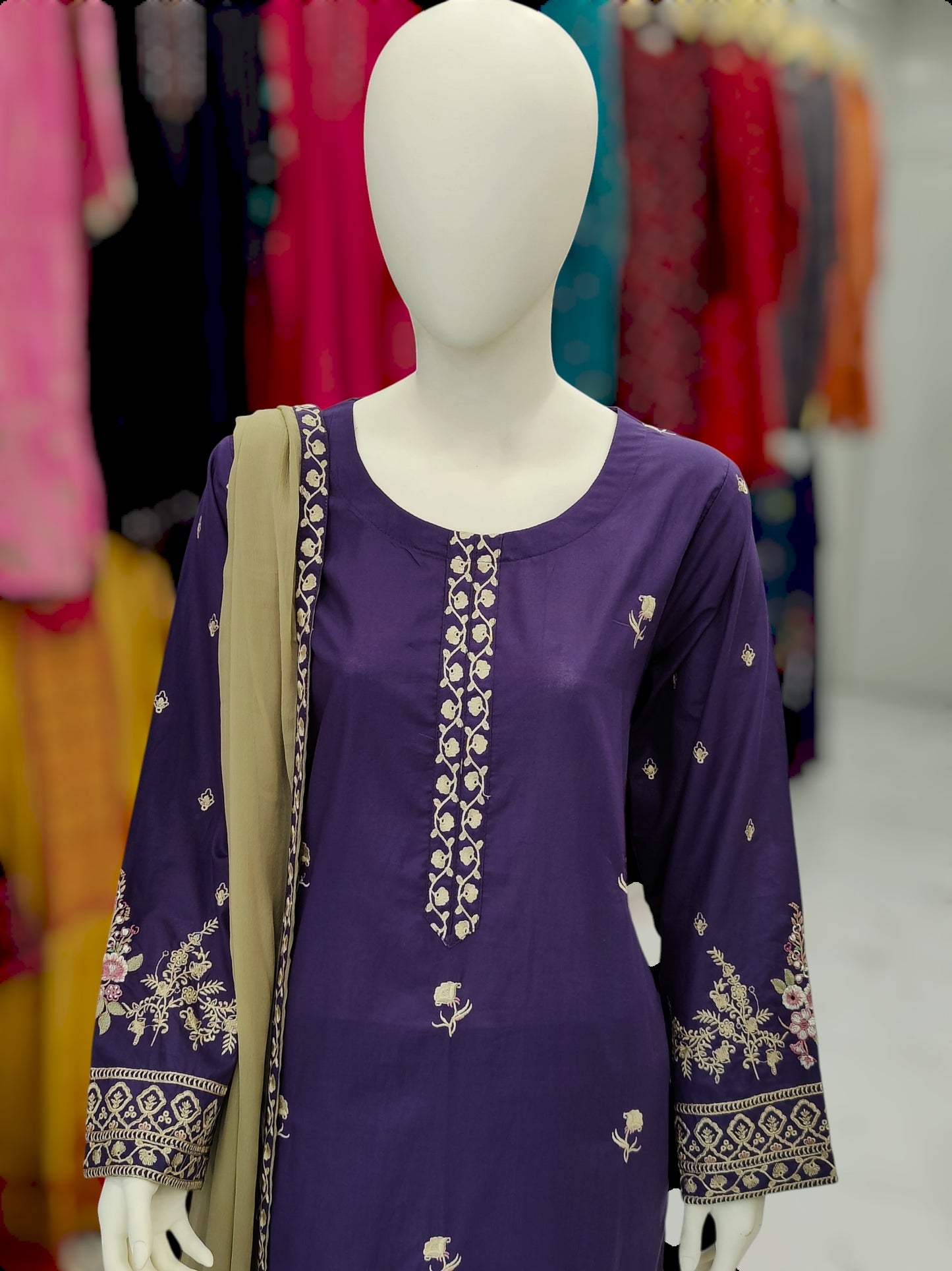 Embroidered Purple V1438A | 3 Piece | Stitched