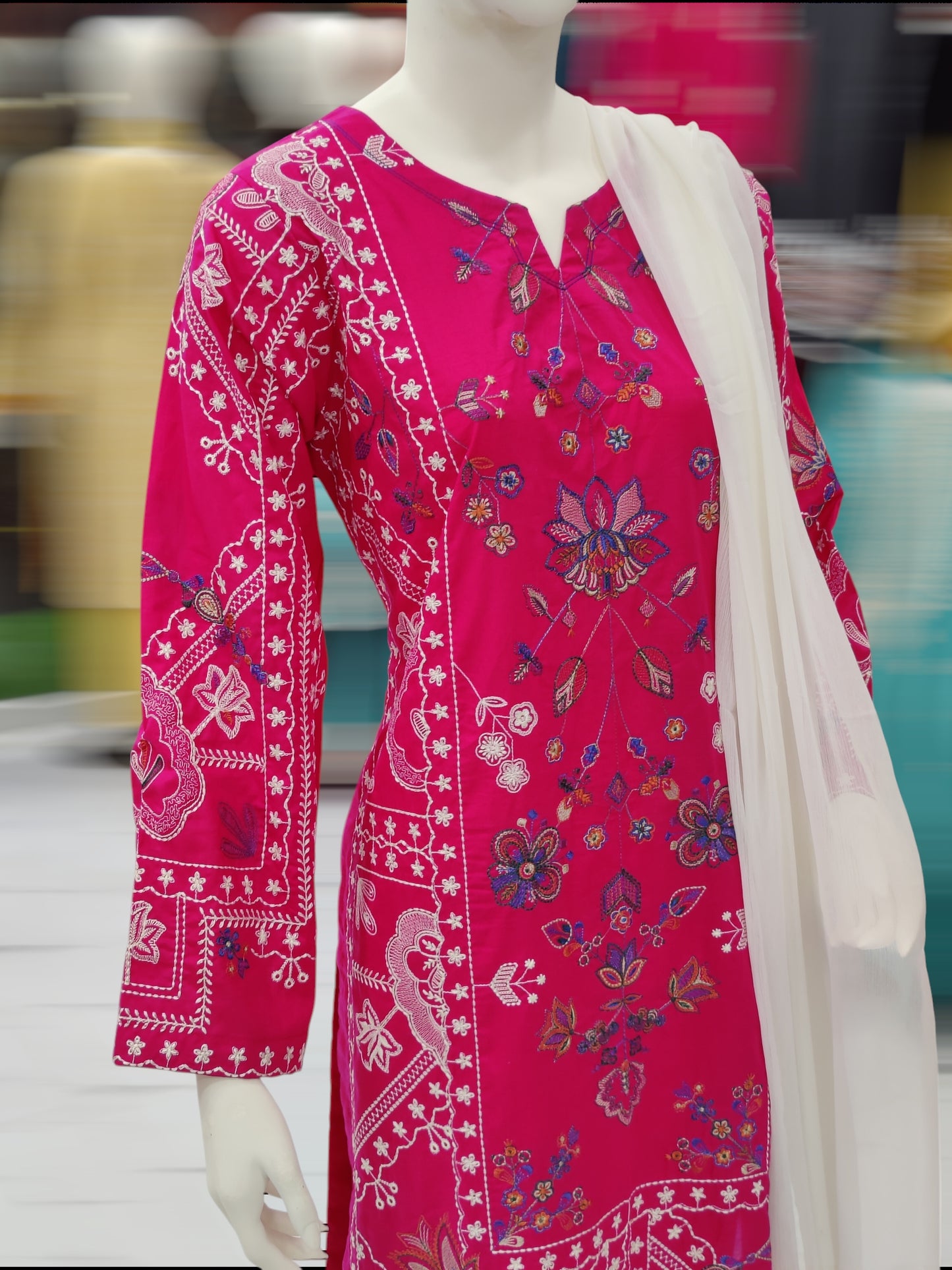 Pink Embroidered Shirt | Bordered Dupatta | Volume 4 | Stitched | 3 Piece