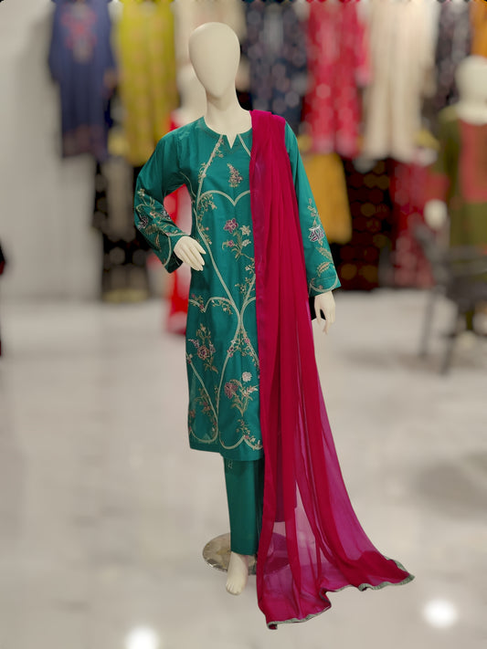 Embroidered Sea Green V595A | Stitched | 3 Piece