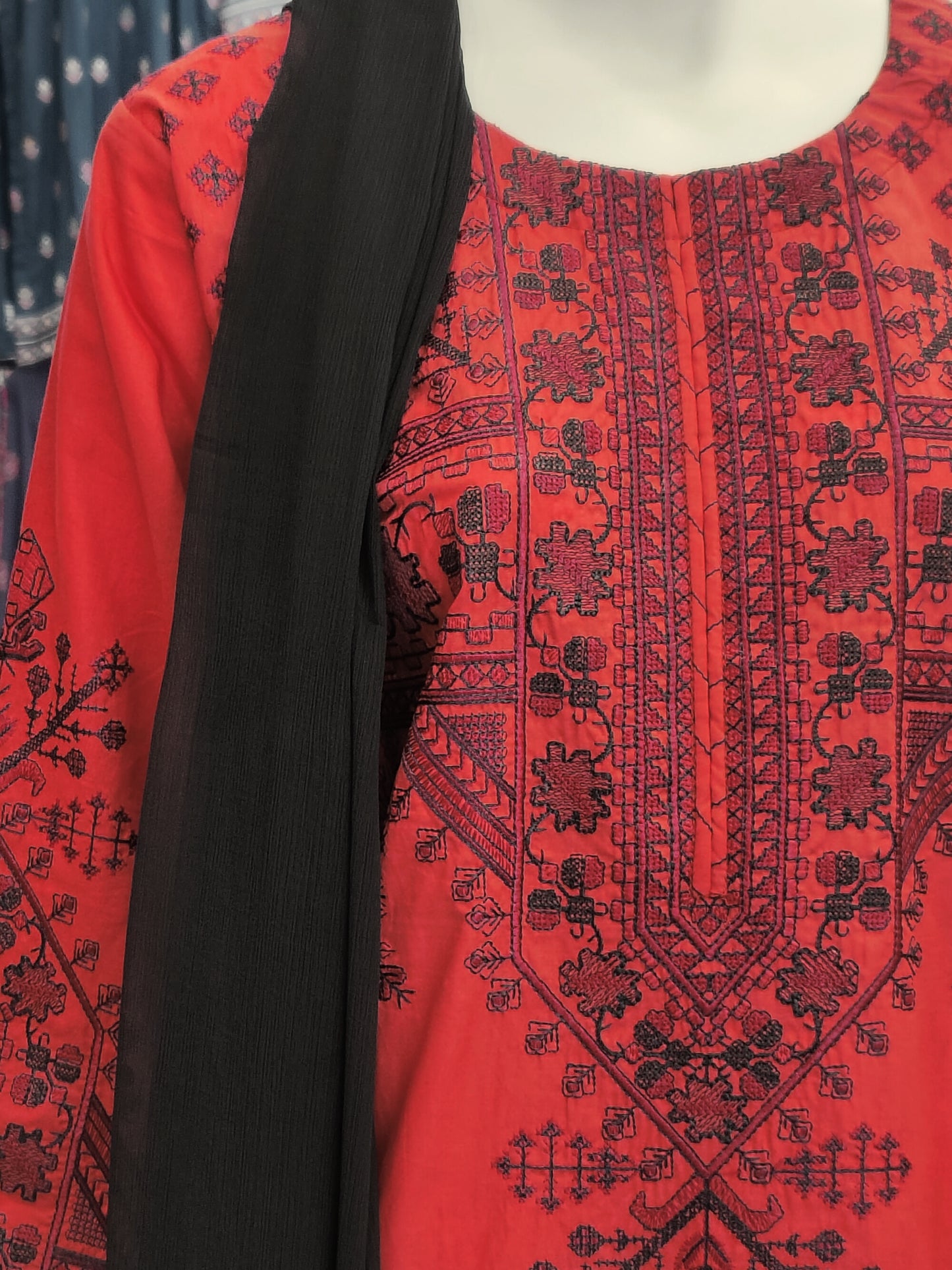 Embroidered Cross-stitch Copper RC43V11B | Black Chiffon Dupatta | Stitched | 3 Piece