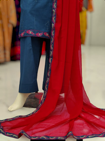 Embroidered Royal Blue V22A | 3 Piece | Stitched