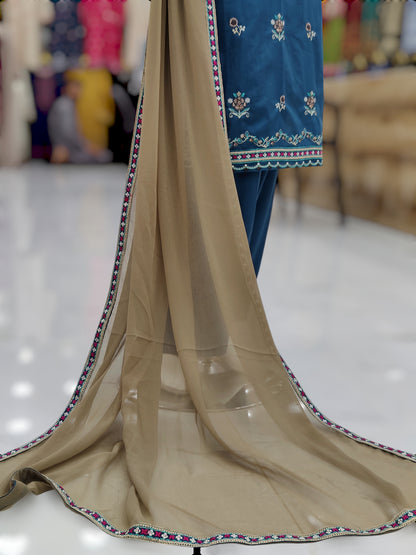 Zinc Embroidered Shirt RC463-A | Brown Chiffon Dupatta | Stitched | 3 Piece | Volume 4
