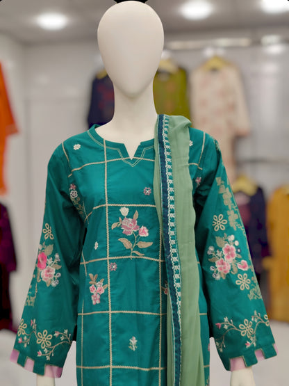Embroidered Sea Green V595A | Stitched | 3 Piece