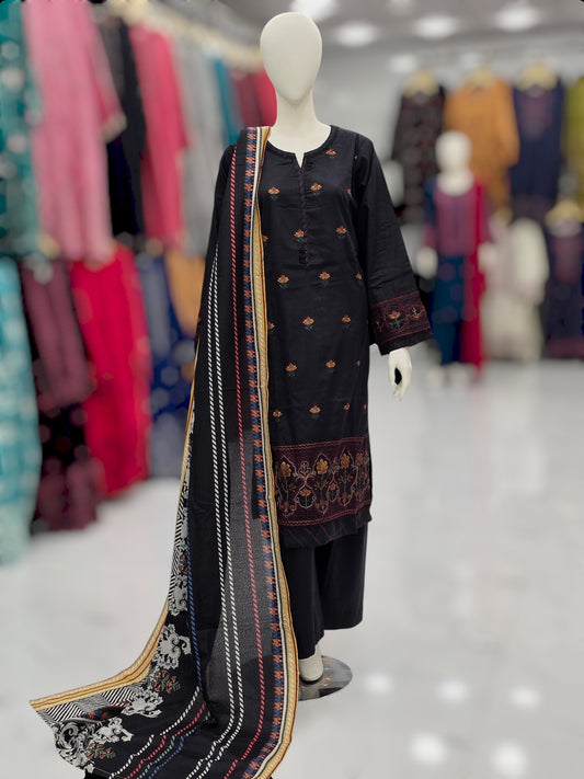 Embroidered Black EKP-105 | 3 Piece | Stitched