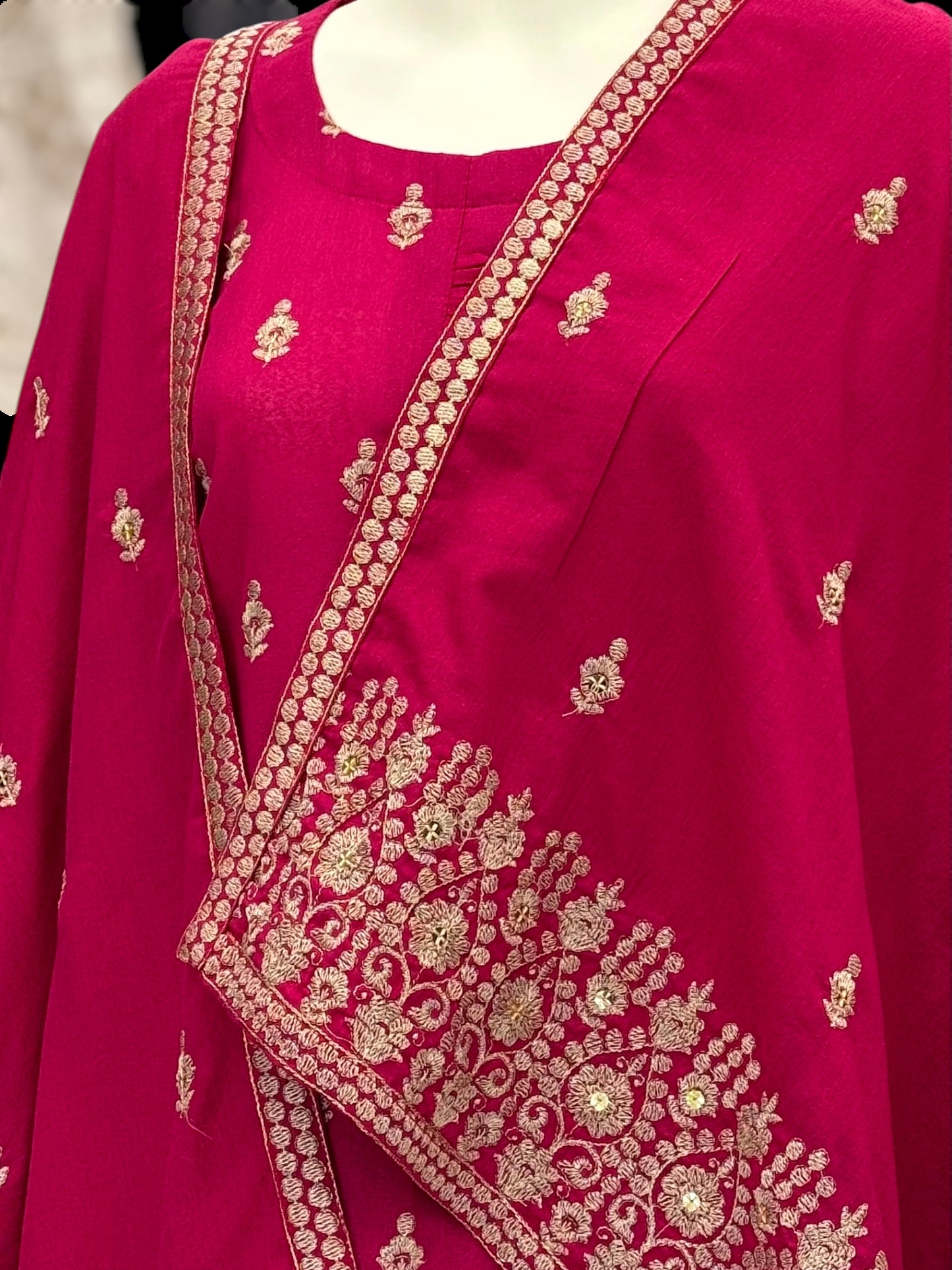 Embroidered Pink SEQ-55B | 3 Piece | Stitched