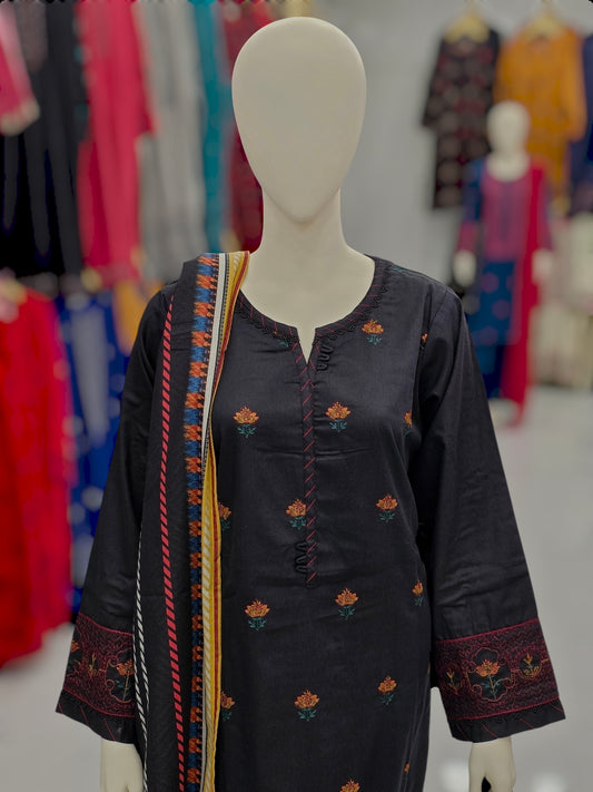 Embroidered Black EKP-105 | 3 Piece | Stitched