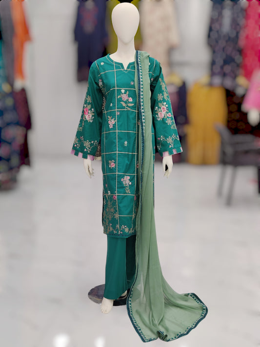 Embroidered Sea Green V595A | Stitched | 3 Piece