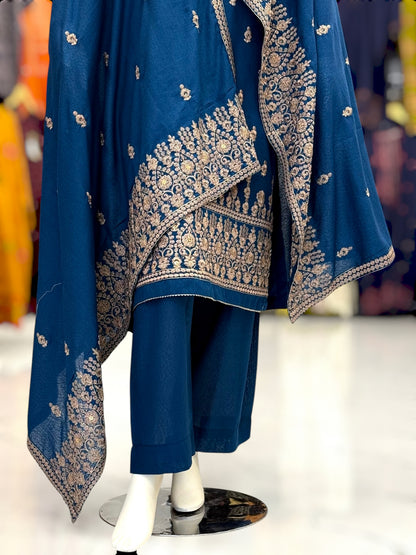 Embroidered Blue| SEQ-55C | 3 Piece | Stitched