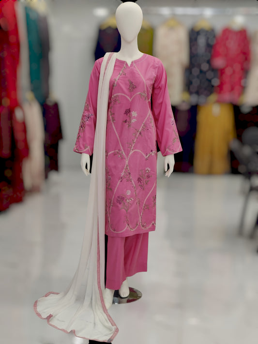 Embroidered Light Pink V595B | Stitched | 3 Piece