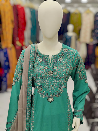 Sea Green Embroidered Shirt RCV443 | Chiffon Dupatta | Stitched | 3 Piece