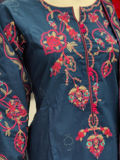 Embroidered Royal Blue V22A | 3 Piece | Stitched