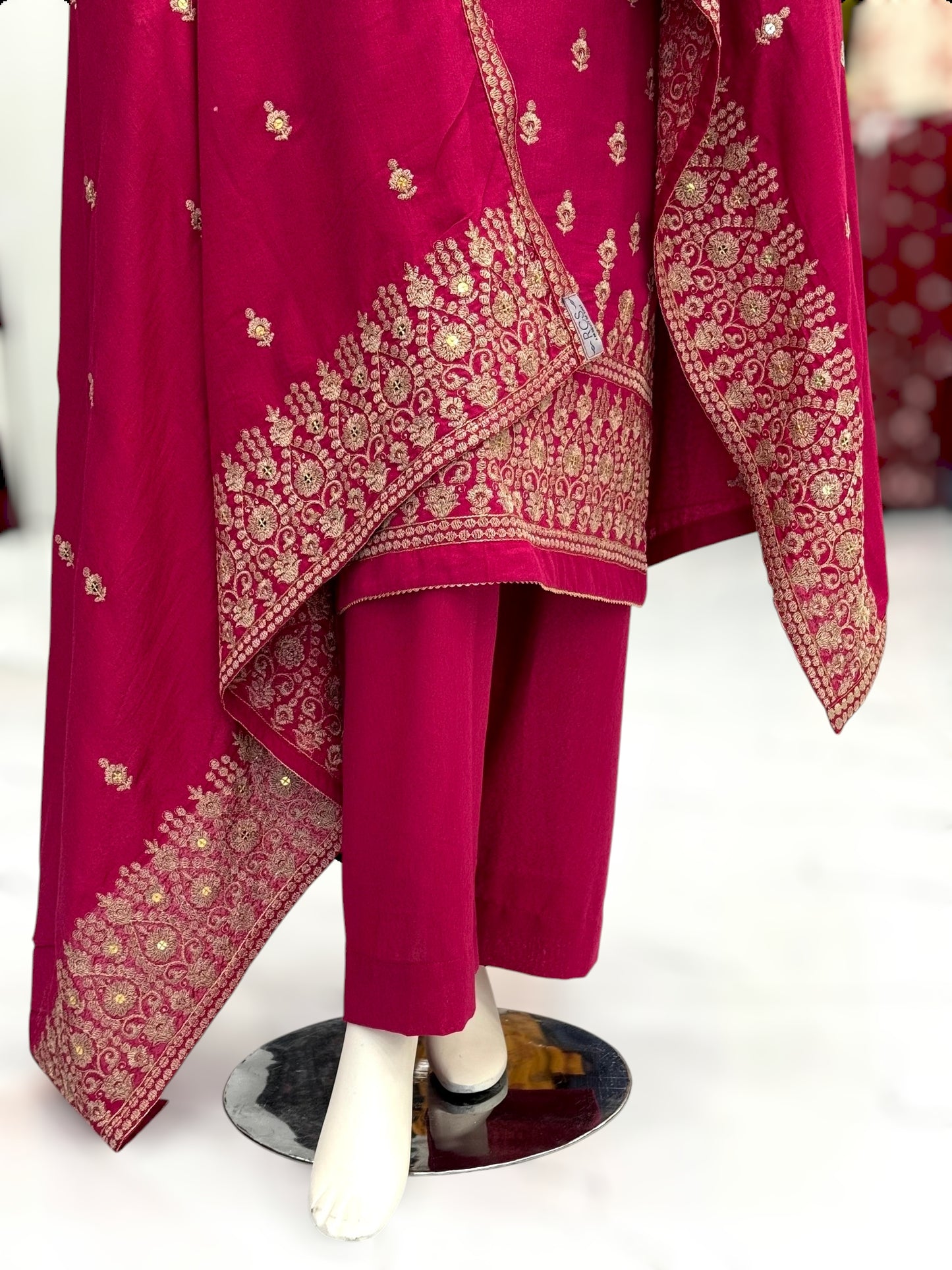 Embroidered Pink SEQ-55B | 3 Piece | Stitched